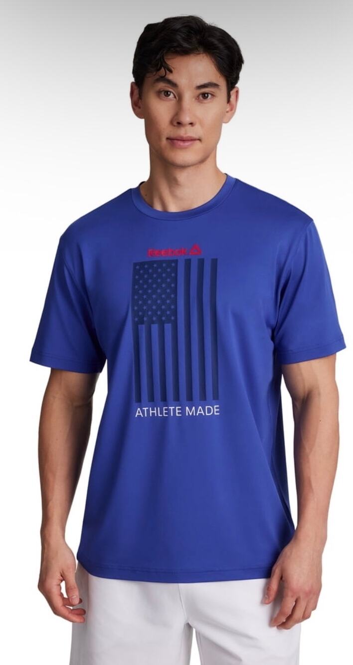 Reebok Men's Athletic Made Graphic front T-Shirt lightweight cosmic Blue XL top